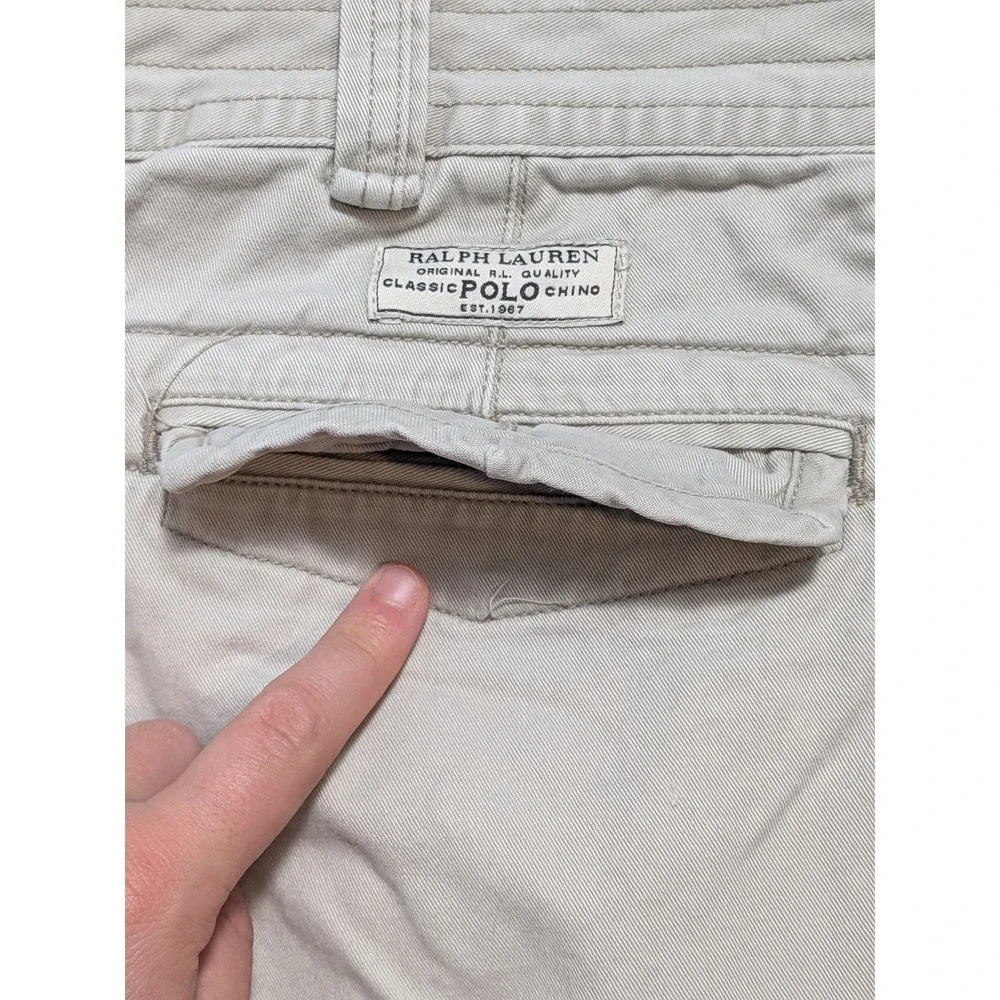 Polo Ralph Lauren Men's Khaki Size 42 Cargo Chino 100% Cotton Shorts Tan Summer